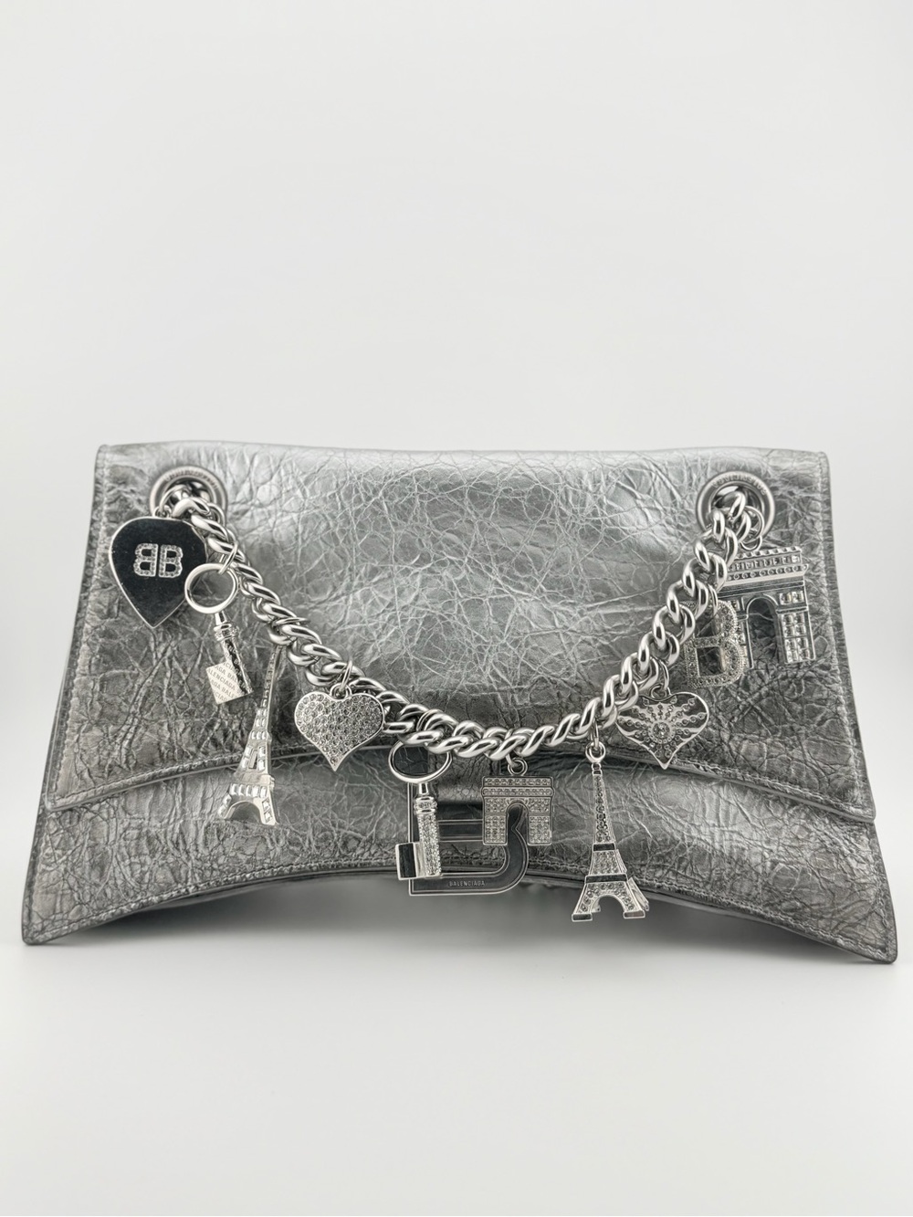 Balenciaga Crush Small Metallic Leather Shoulder Bag